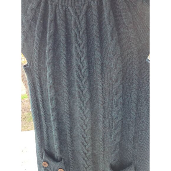 Style & Co Cable Knit Sweater Dress XL Dark Green Cap Sleeve Rustic Chic & Cozy - Picture 10 of 13